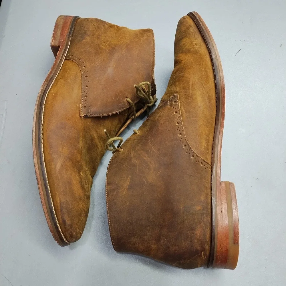 Cole Haan Chukka Boots Mens Size 11M Brown Comfort Almond Toe Cuban Heel Lace Up
